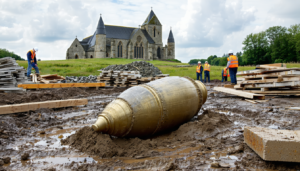 découvrez l'incroyable découverte d'un obus sur un site de construction d'abbaye en bretagne. un témoignage poignant du passé historique de la région, suscitant curiosité et réflexions sur la mémoire collective.