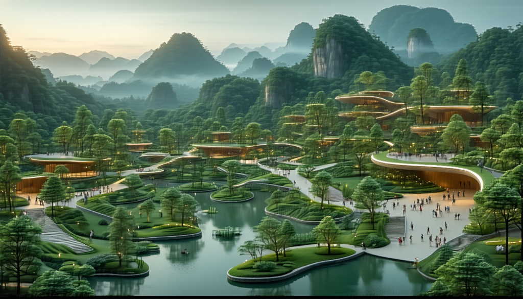 explorez le parc forestier de huishan mountain à wuxi, en chine, réalisé par le célèbre cabinet d'architecture paysagère sasaki. un espace harmonieux mêlant nature et design innovant, idéal pour les amoureux de la nature et les passionnés d'architecture.