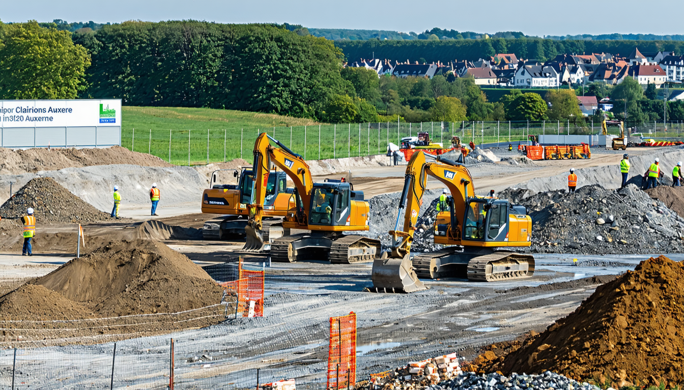 découvrez les travaux majeurs de terrassement aux clairions à auxerre, préparant le terrain pour un nouveau projet commercial prometteur. suivez l'évolution de ce chantier essentiel pour l'avenir économique de la région.